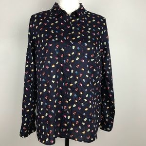 Talbots PM Shirt Blue Long Sleeve Nuts Paint